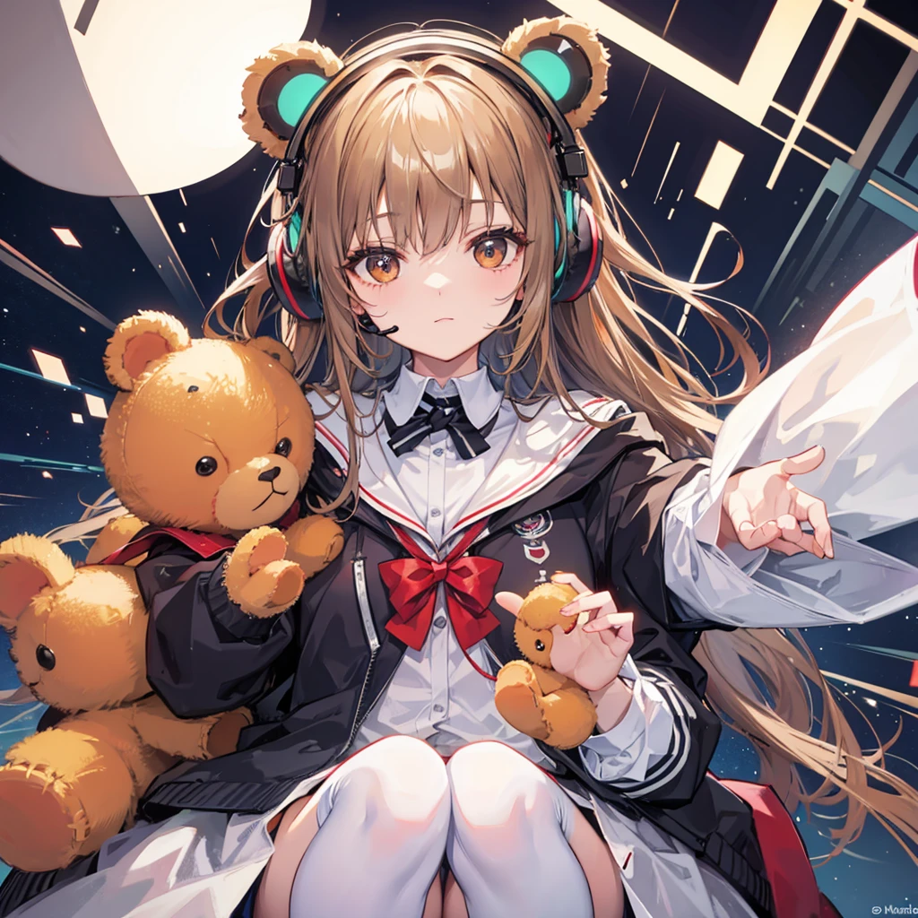 a teddy bear wearing headphones