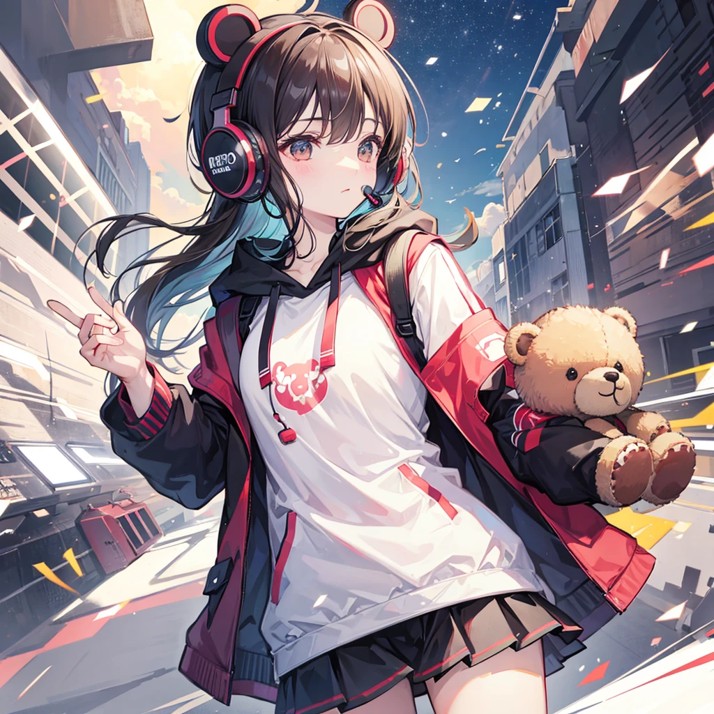a teddy bear wearing headphones