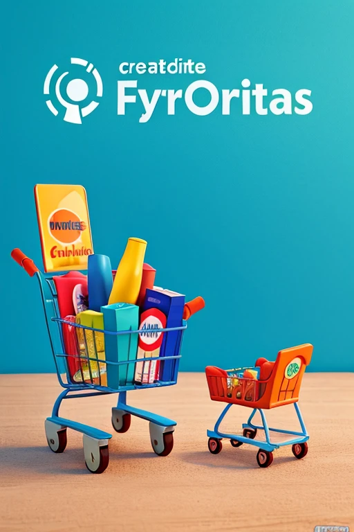 Create a logo with the name MUNDO OFERTAS. Use eye-catching colors in the image and place a shopping cart in it.