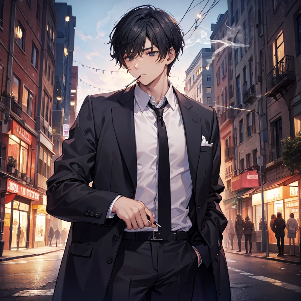 Young man smoking a cigarette