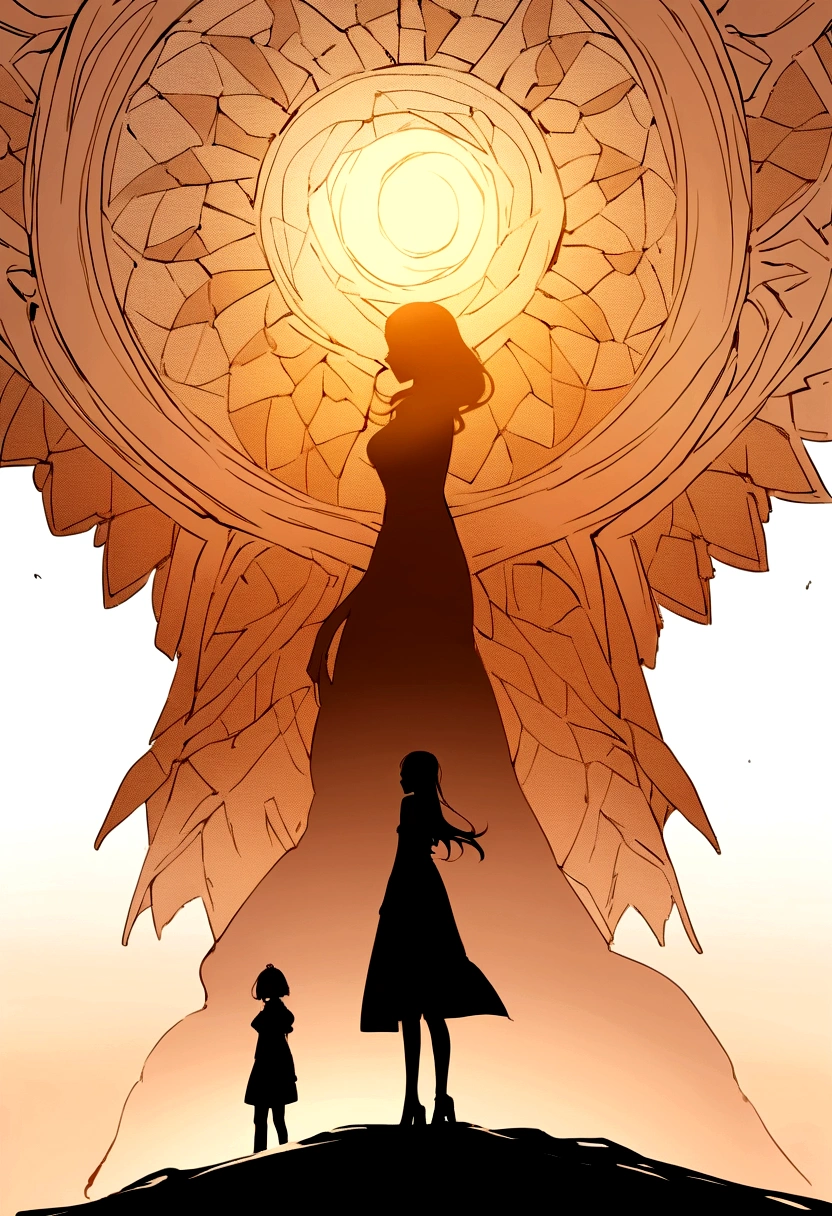 3 silhouettes
One of the silhouettes is a woman who is the height of a .
The second silhouette is of a woman who is a standard human height.
The third silhouette is of a man