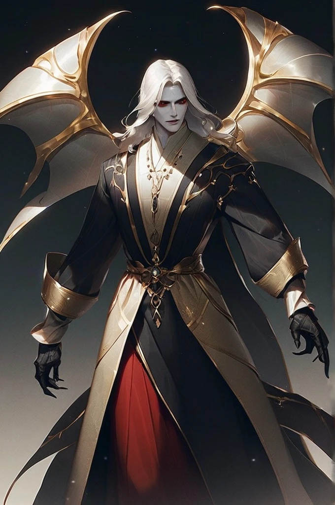 ((Лучшее качество)), ((шедевр)), (подробный), A handsome, tall guy with a demonic appearance and a deep languid gaze