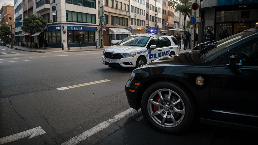 police car in street