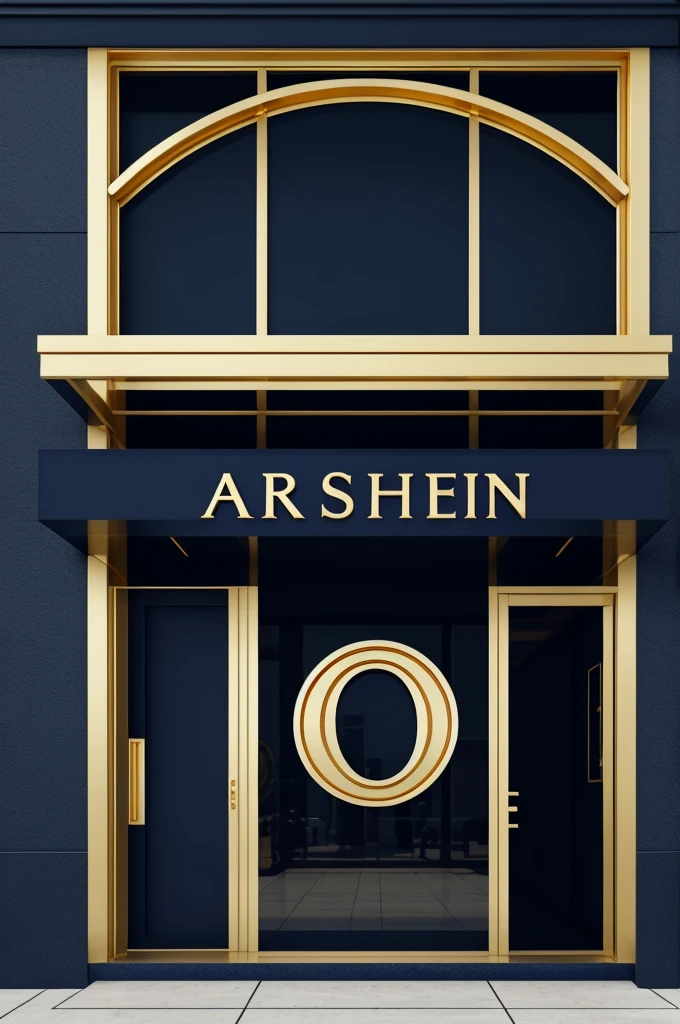 Create only the logo of my clothing store in gold with elegant gold-tone letters that form the word April Store with a lot of glamor and shine that is legible and in dark blue tones in the background