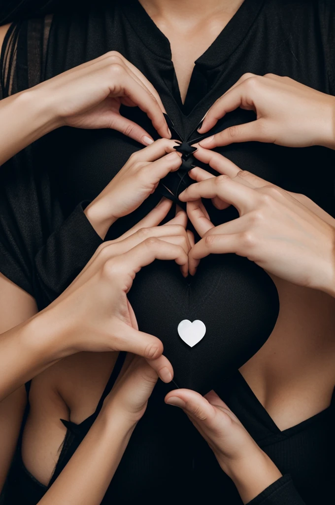 Generate a love image using a black heart and a half moon with a star in the middle