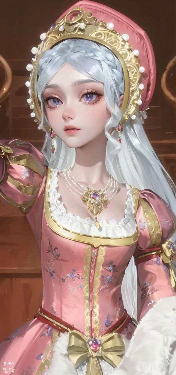 (Top resolution、Distinct_image)top-quality、femele、masterpiece、highly detailed、Semi-realistic、ash grey hair , purple eyes、18year old、young、smart Casual clothing、Exquisite facial features、Facial features、unique hairstyle, variations, potrait, white background