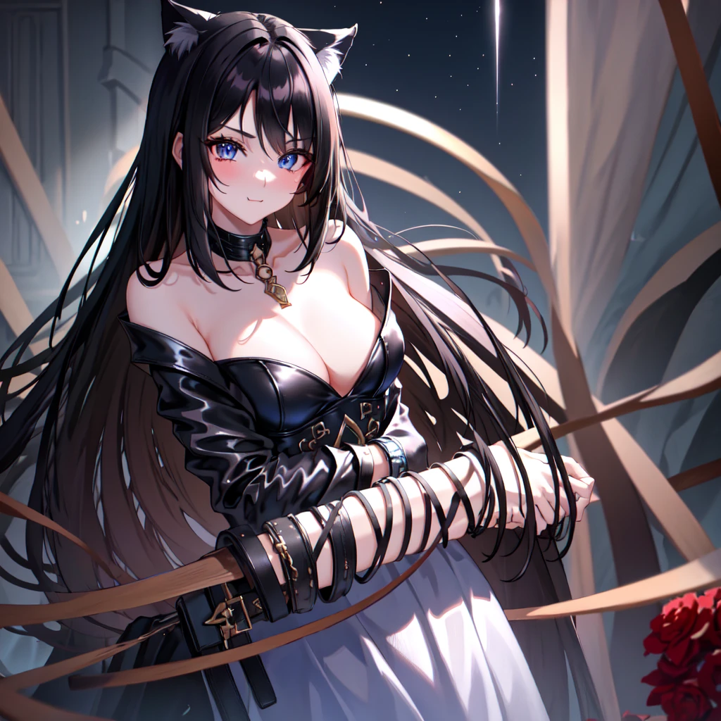 1boy, ((male)), 8k, best quality, good quality, masterpiece, (stunning black long hair:1.2), heterochromia, (dark blue right eye:1.3), (red left eye: 1.3), (dark theme:1.3), (dark atmosphere:1.3), wild hair, glowing eyes, cat ears, energy wolf in background, high resolution, Anime ((boy)) with black hair and dark blue eyes stares at camera, Glowing dark blue eyes, slim, dressed in a sexy black outfit, Shadow Body, monochromes, hair messy, Aggressive smile, transparent pantyhose, round butt, pout, pouting, puffy cheeks,
BREAK dress, jewelry, necklace, white dress, bare shoulders, collarbone,
BREAK outdoors, forest, nature, night, night sky, starry sky, moon,
BREAK looking at viewer, (cowboy shot:1.5),
BREAK (masterpiece:1.2), best quality, high resolution, unity 8k wallpaper, (illustration:0.8), (beautiful detailed eyes:1.6), extremely detailed face, perfect lighting, extremely detailed CG, (perfect hands, perfect anatomy)