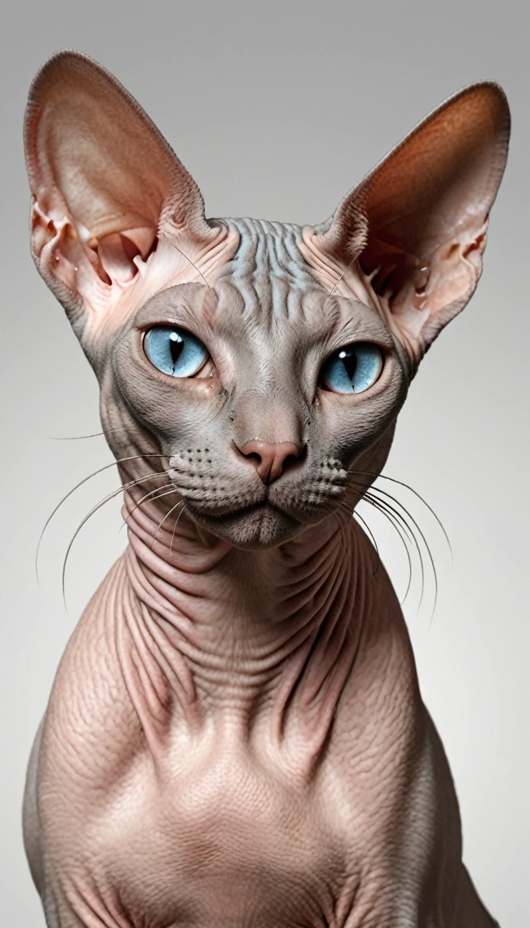 hyperrealistic sphinx cat . extremely high-resolution details, photographic, realism pushed to extreme, fine texture, incredibly lifelike