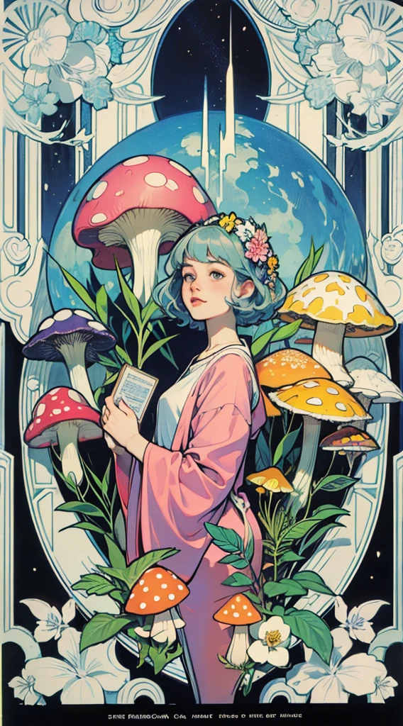 1960’s jugendstil psychedelic marblng pattern fantasy artwork by Gray Morrow and darren grealish (mushrooms, botanics)