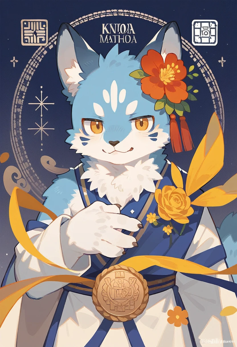 highres, top quality, best quality, paid reward available, High-quality illustrations by Alfons Mucha, unparalleled masterpiece, perfect artwork, absurdres, logo mark, stamp, Geometric pattern, vector-art, masterpiece(kemono, furry anthro)flower,