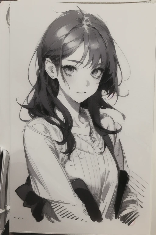pen_sketch_style, 1girl, solo, ink, sketch,