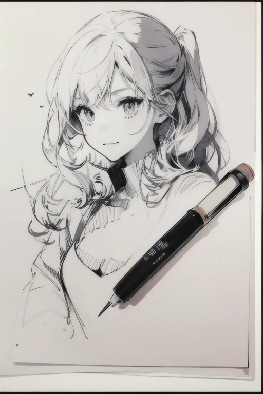 pen_sketch_style, 1girl, solo, ink, sketch,