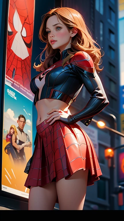Jennifer Garner、マーベルコミックの映画Poster、so beautiful、Movies about Spider-Man、sexy、whole body、Wearing a skirt、Premiere Date、Poster、belly buttonを突き出す、new york、She's wearing a ripped Spiderman suit、The suit is torn、Wearing a skirt、Red and black color scheme、dynamic、masterpiece、Highest quality、Super detailed、Very detailed、Delicate and beautiful shine、Ultra-high resolution、Cinematic、break、breakドロップ、(Torn clothes:1.5)、(Wet clothes:1.4)、Bare shoulders、Real Rain、Wet Hair、belly button、Exposed Skin、sexyな肩を披露