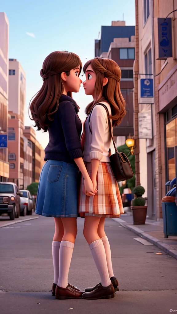 Two girls in love in a city