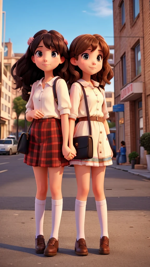 Two girls in love in a city