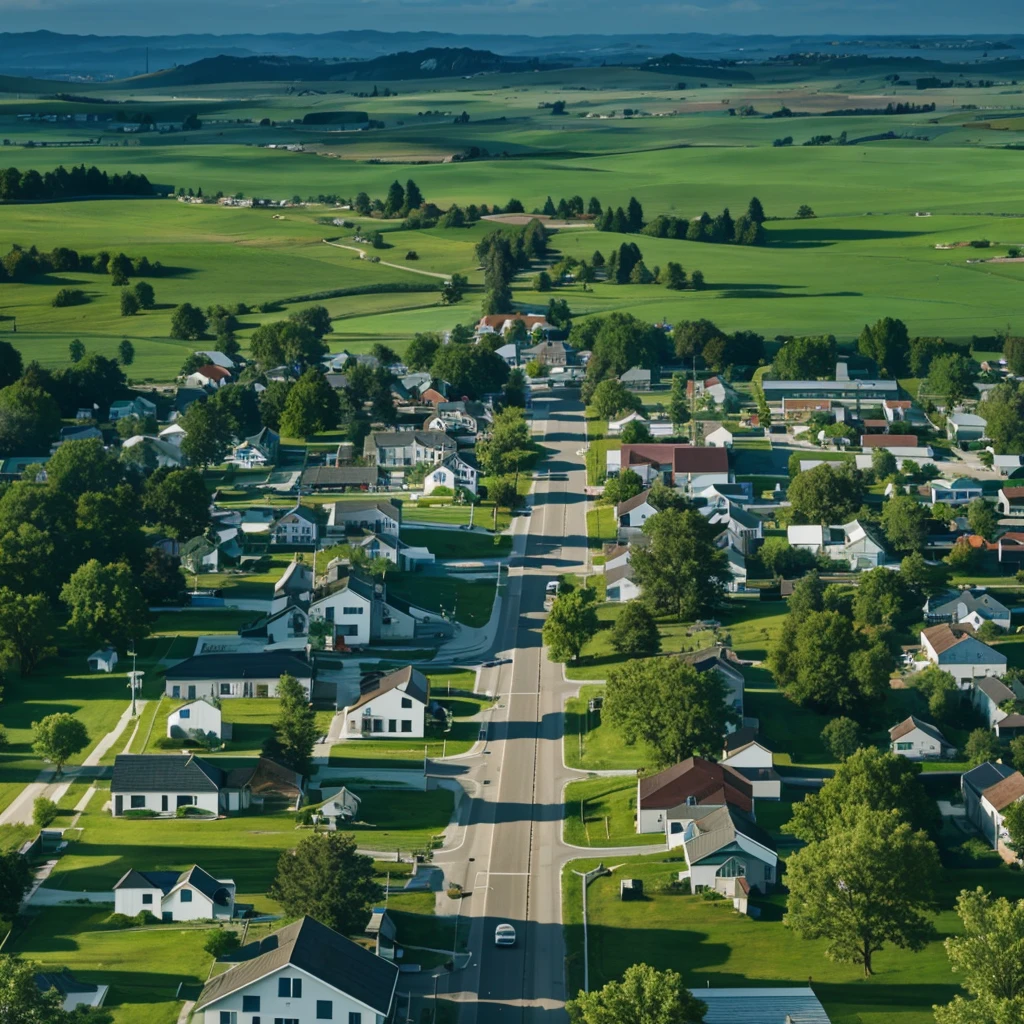 Minimalist white rural town, architecture concept, realistic, detailed 