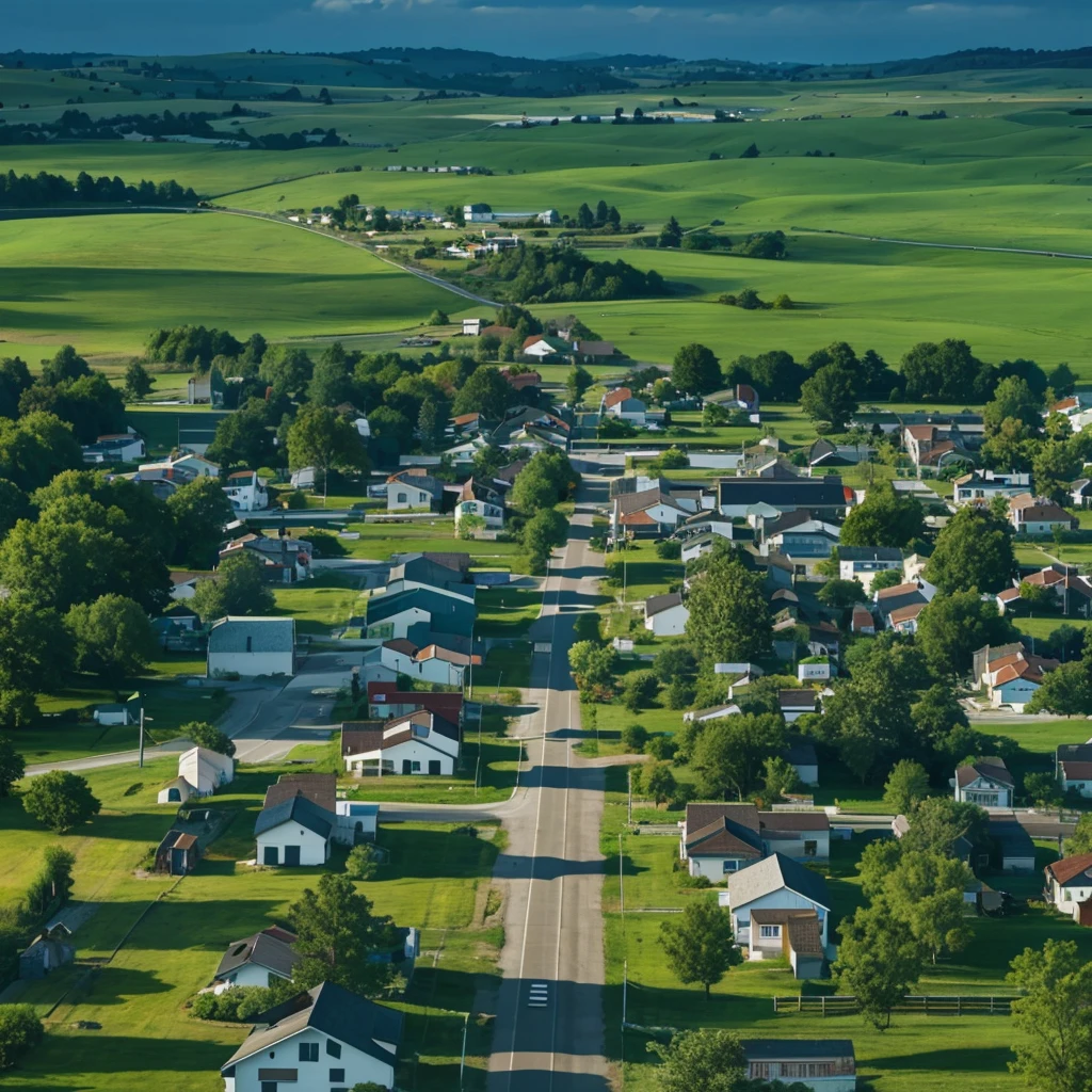 Minimalist white rural town, architecture concept, realistic, detailed