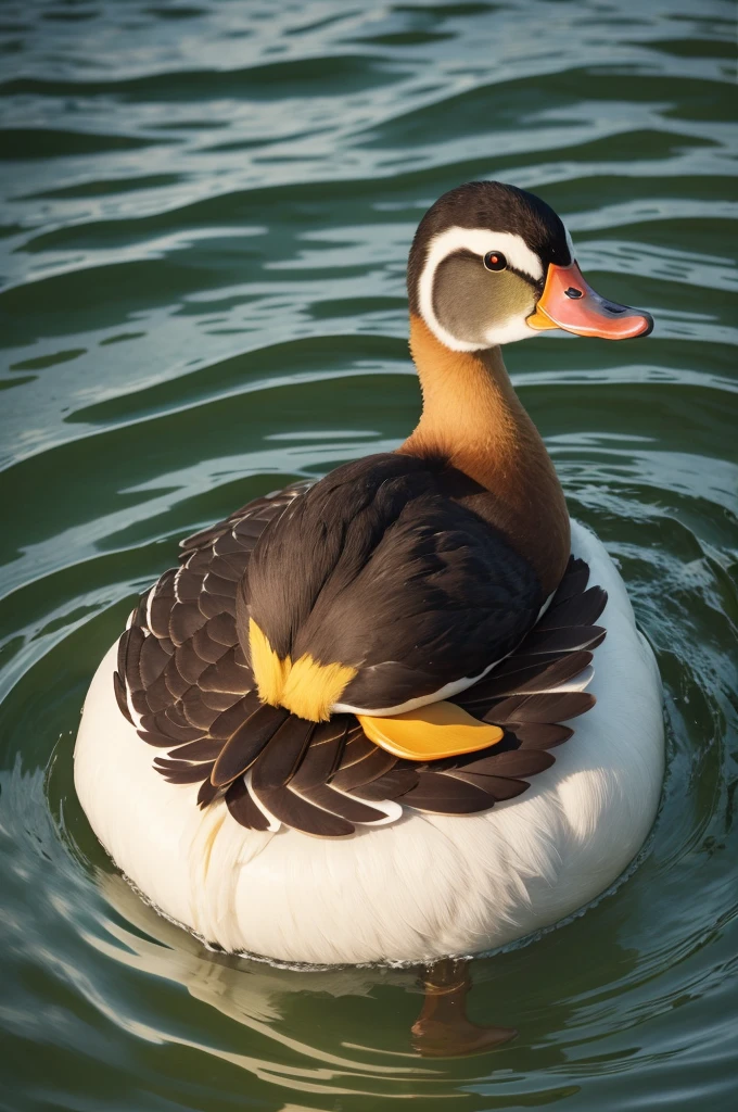 A duck with a duck on its side