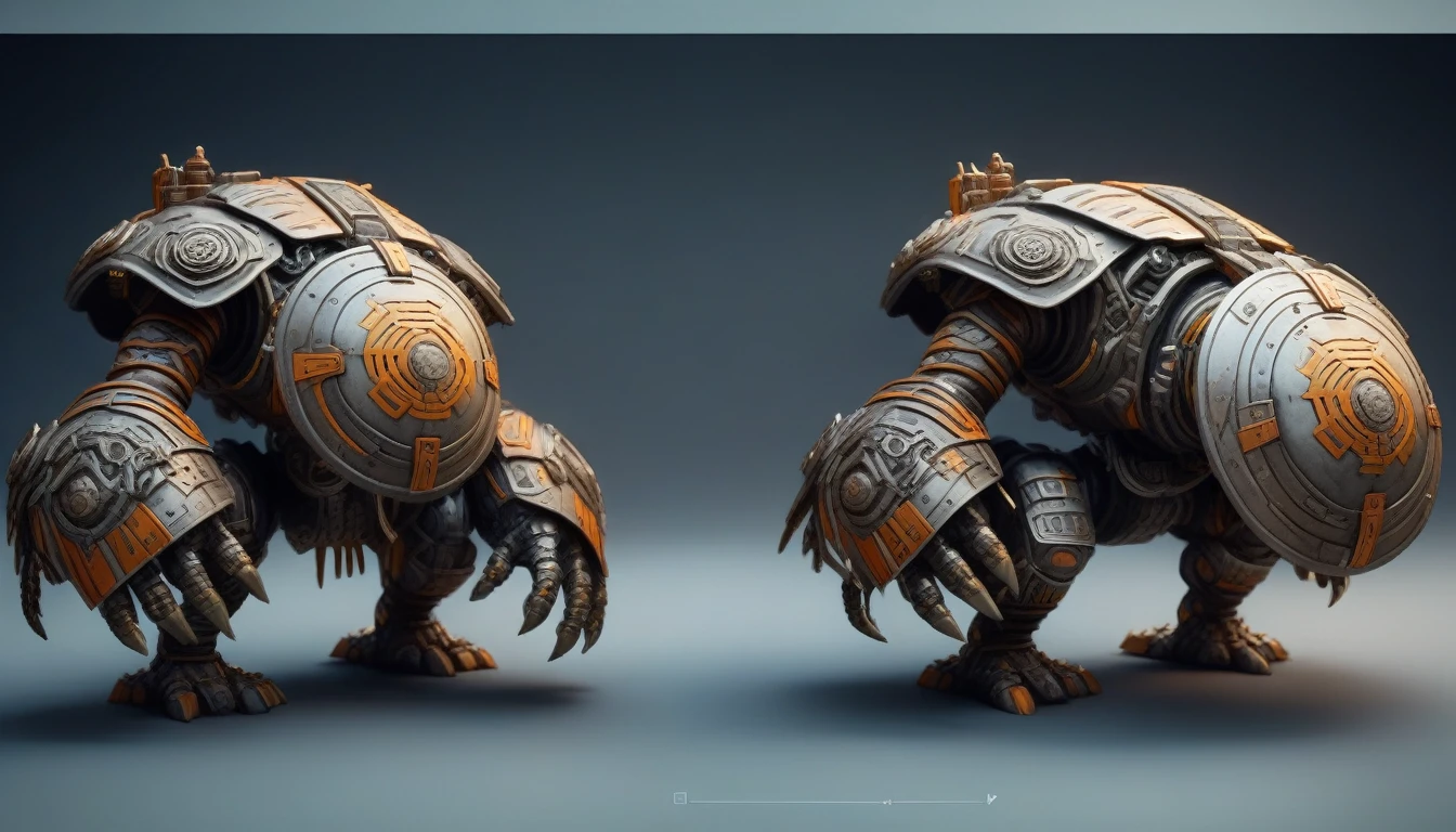 Ultra-realism, ((Masterpiece)), ((Best Quality)), (Very Detailed), ((Very Detailed)), 4K, (8K), very aesthetic, absurdres highres, Create highly textured mechanical tiger artwork. This tiger has a metallic sheen and realistic texture and is constructed with detailed mechanical elements. The colors are metallic gray and silver, with hints of rust, giving it an aged but advanced technological look. The background is simple and focuses on the intricacy and craftsmanship of the tiger design, Design a combat-ready cybernetic tiger equipped with powerful weapons, situated in an outdoor battlefield. The tiger should have missile launchers on its back, laser guns on its front legs, and a shield on its shoulders. It should be slashing at enemies with its sharp claws while advancing and delivering powerful attacks. The background should depict a war-torn battlefield with destroyed buildings, fighting posing, dynamic angle,
