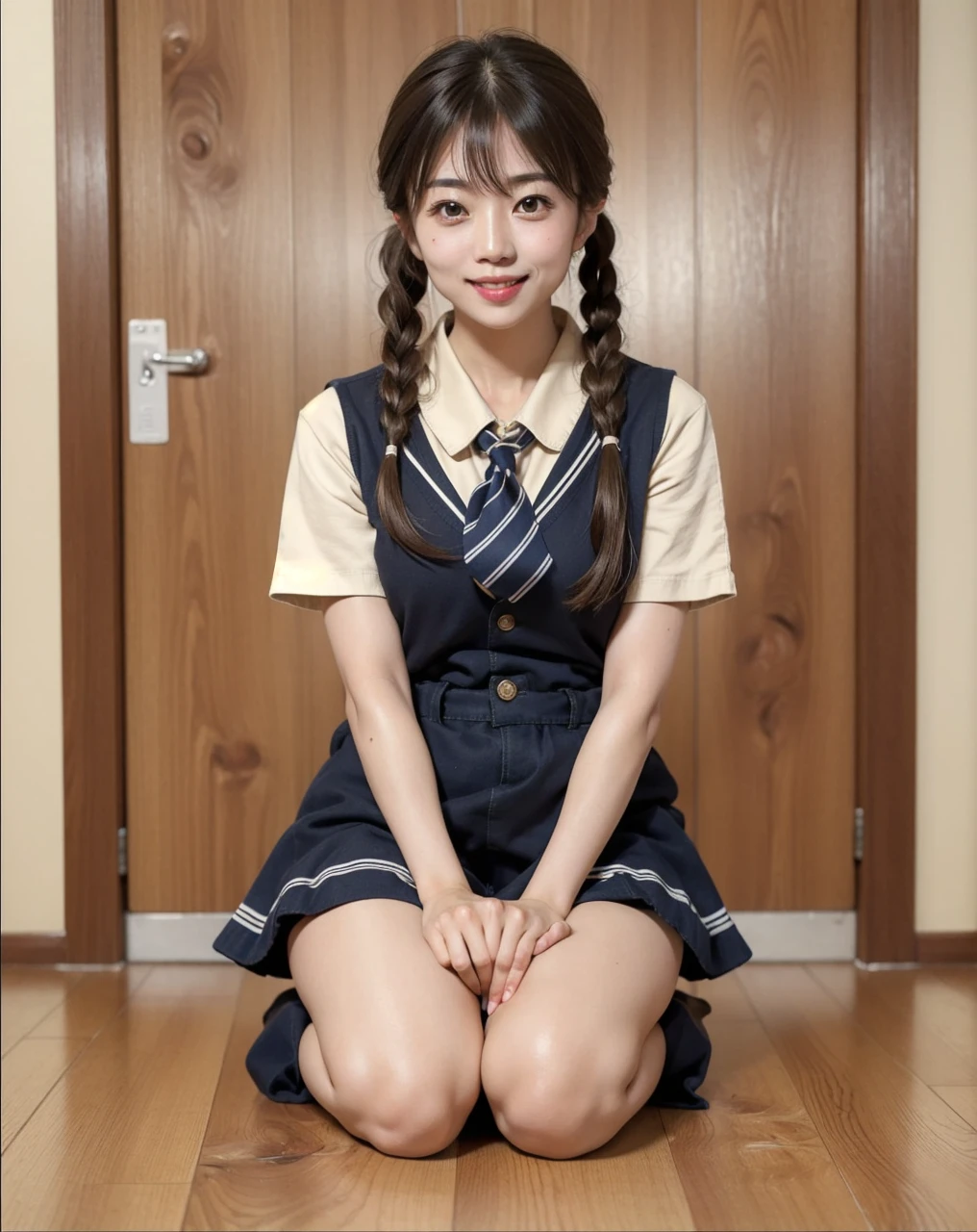best quality, masterpiece, 8k, (photorealistic:1.4), 1girl, light smile, full body, beautiful Japanese woman, ((beige panty, beige bra)), knee up, look at viewer, shy, 40yo, open legs,