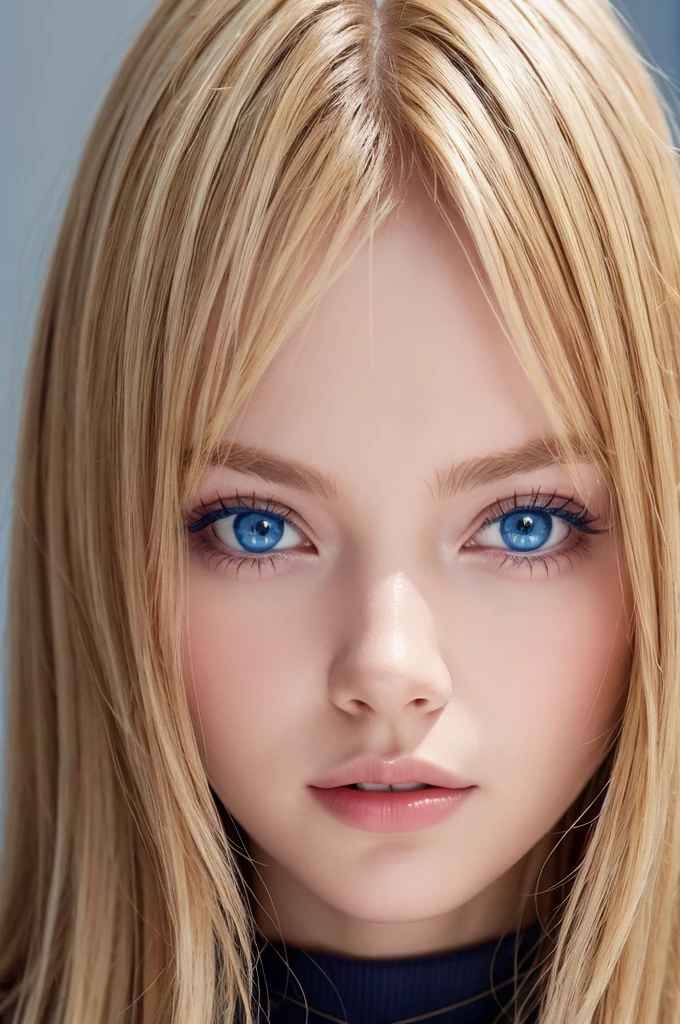 Beautiful blonde woman with blue eyes