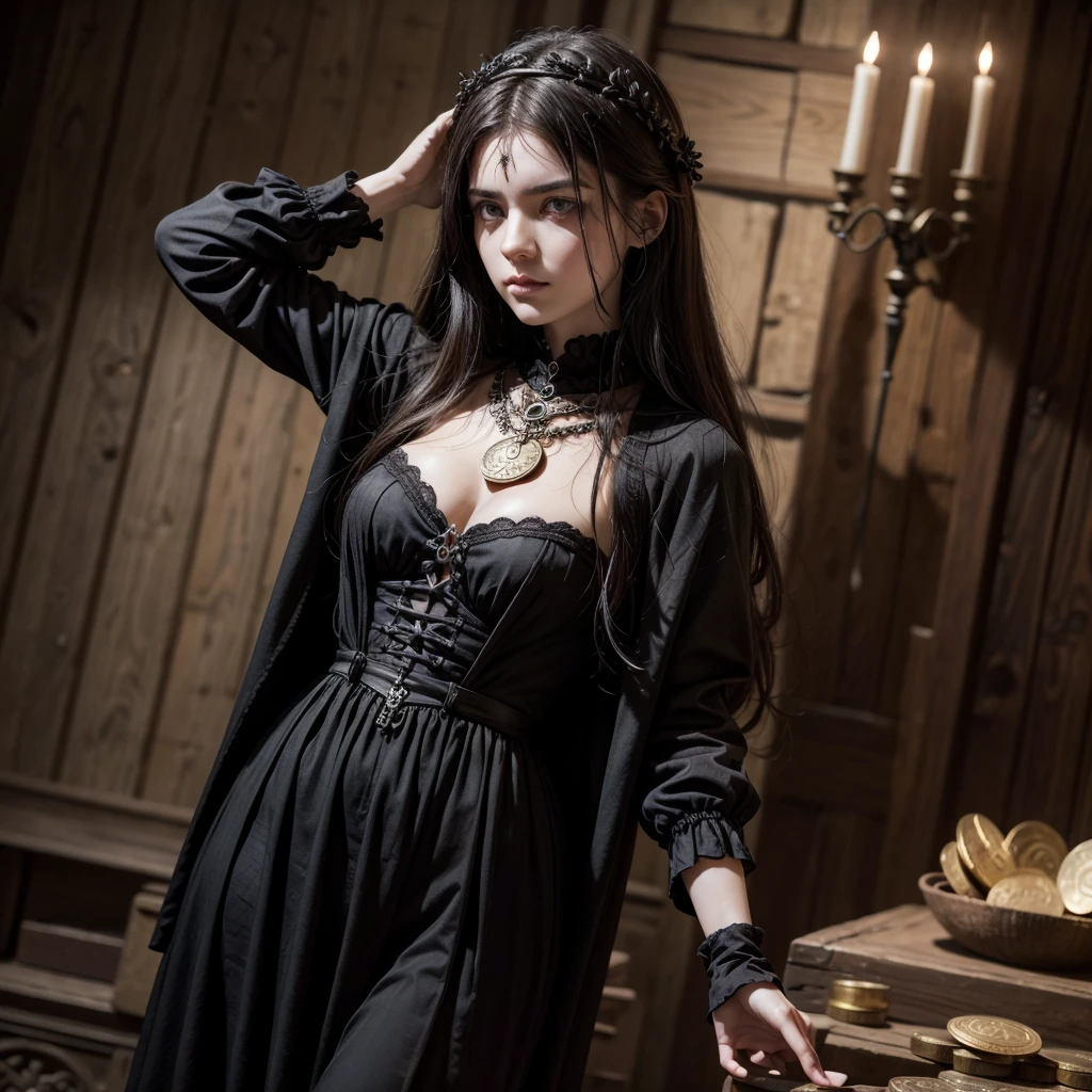 Create an ancient coin representing the courage of Gothic style stoicism 