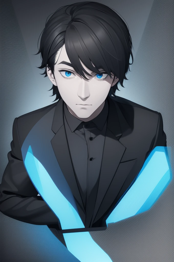 photo for job profile in the programming area, with black tones, Blue, something modern and unique for the ISFJ-A personality for men