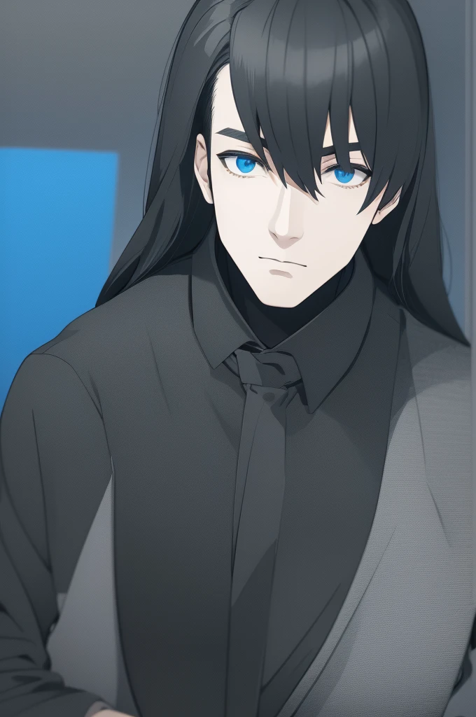 photo for job profile in the programming area, with black tones, Blue, something modern and unique for the ISFJ-A personality for men
