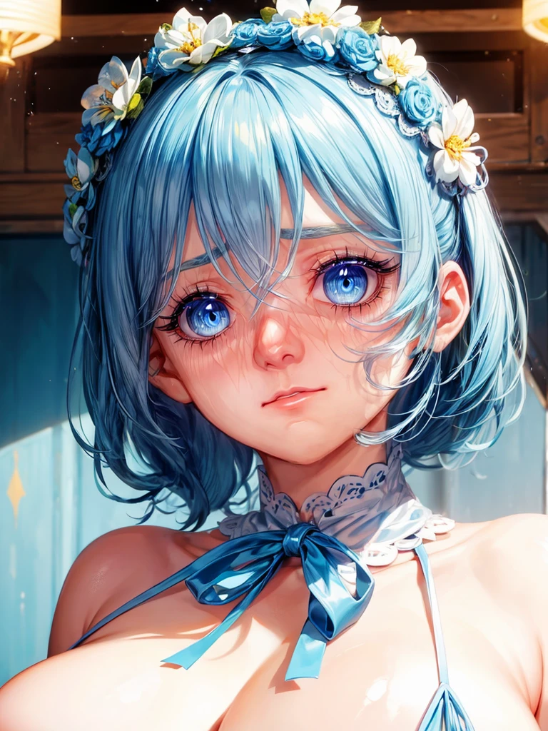 detail the face, perfect face, blue eyes,perfect eyelashes,flushed face,(embarrassed:1.3)
