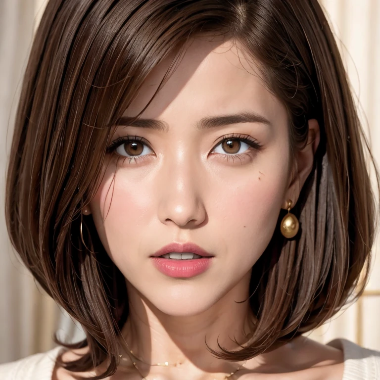 bob cut, mole under eye, shy, horrified, UHD, retina, textured skin, super detail, high quality, high details, best quality, highres, 16k