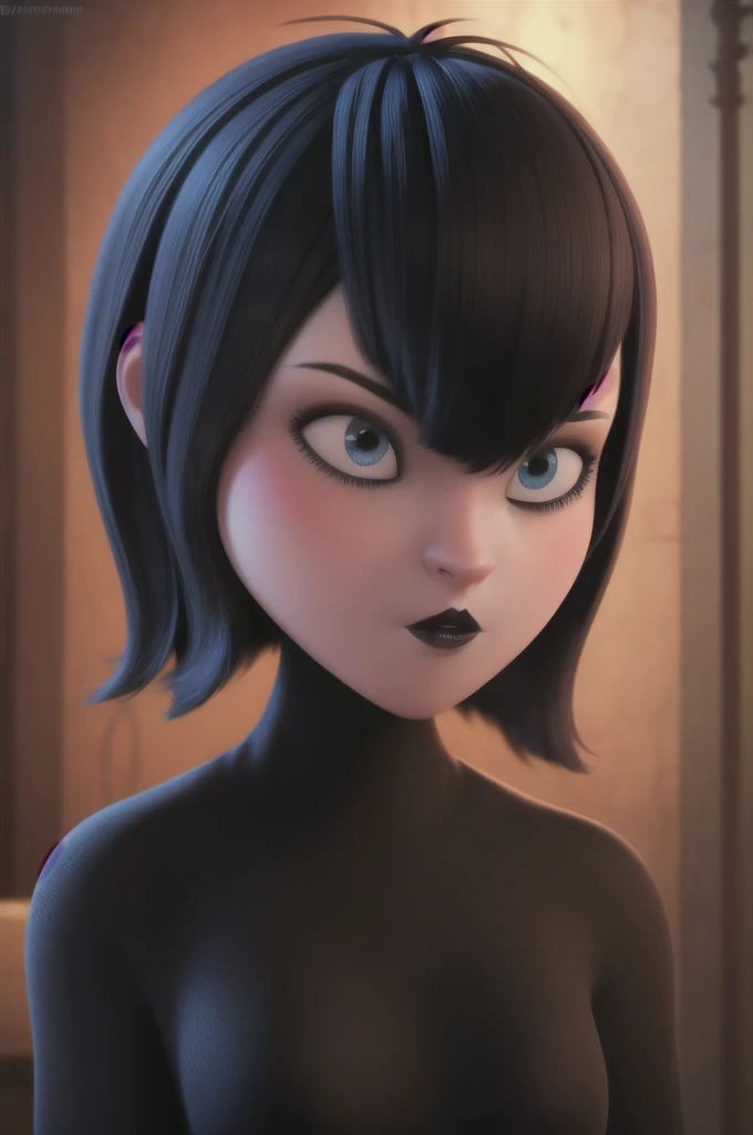 (dark theme:0.6), mevis, 1girl, short hair, black hair, solo focus, black eyes, makeup, lipstick, black lips , (hdr:1.22), muted colors, complex background, hyperdetailed, art [[by jordan grimmer]]