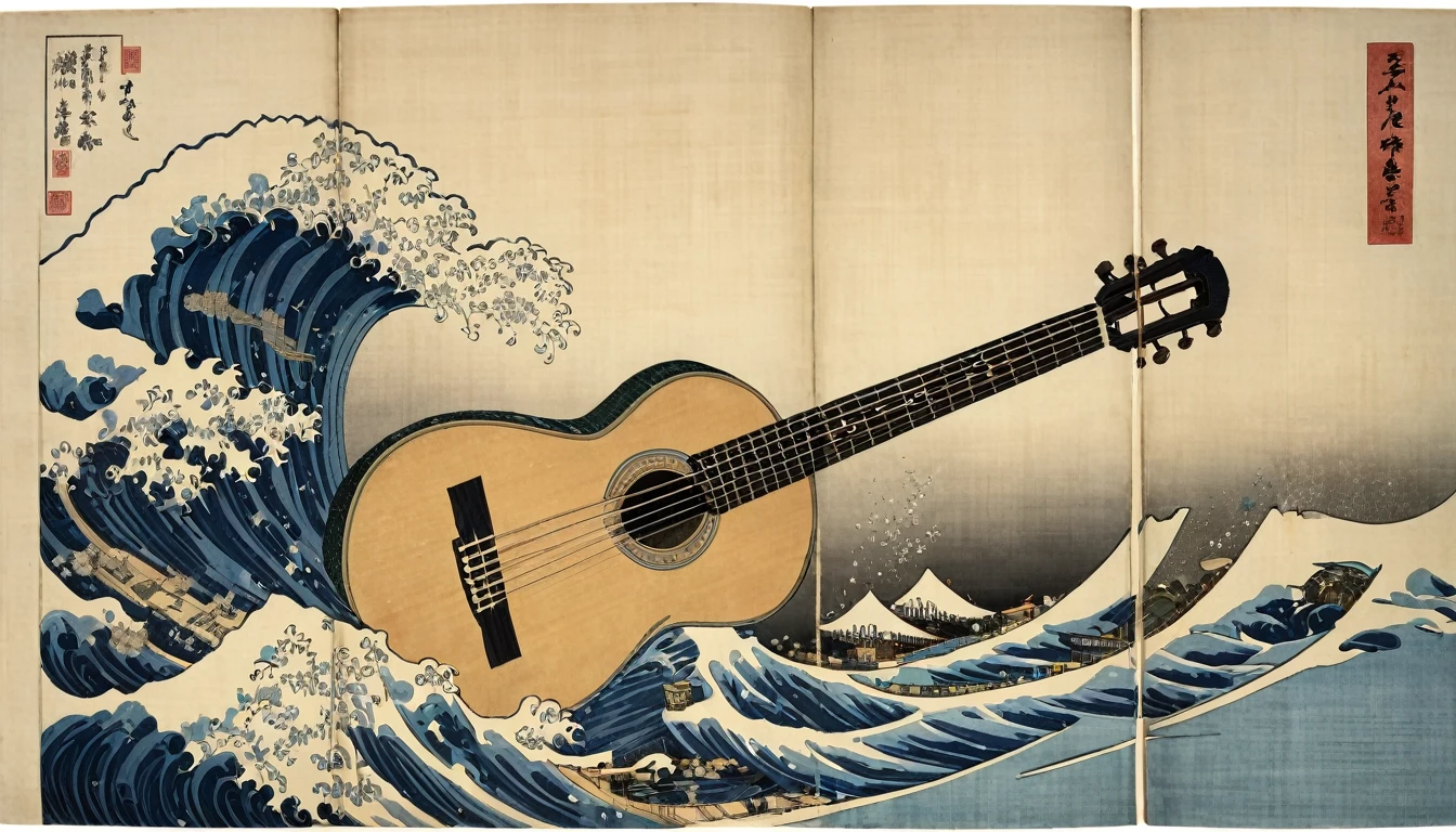 Violão, por Katsushika Hokusai