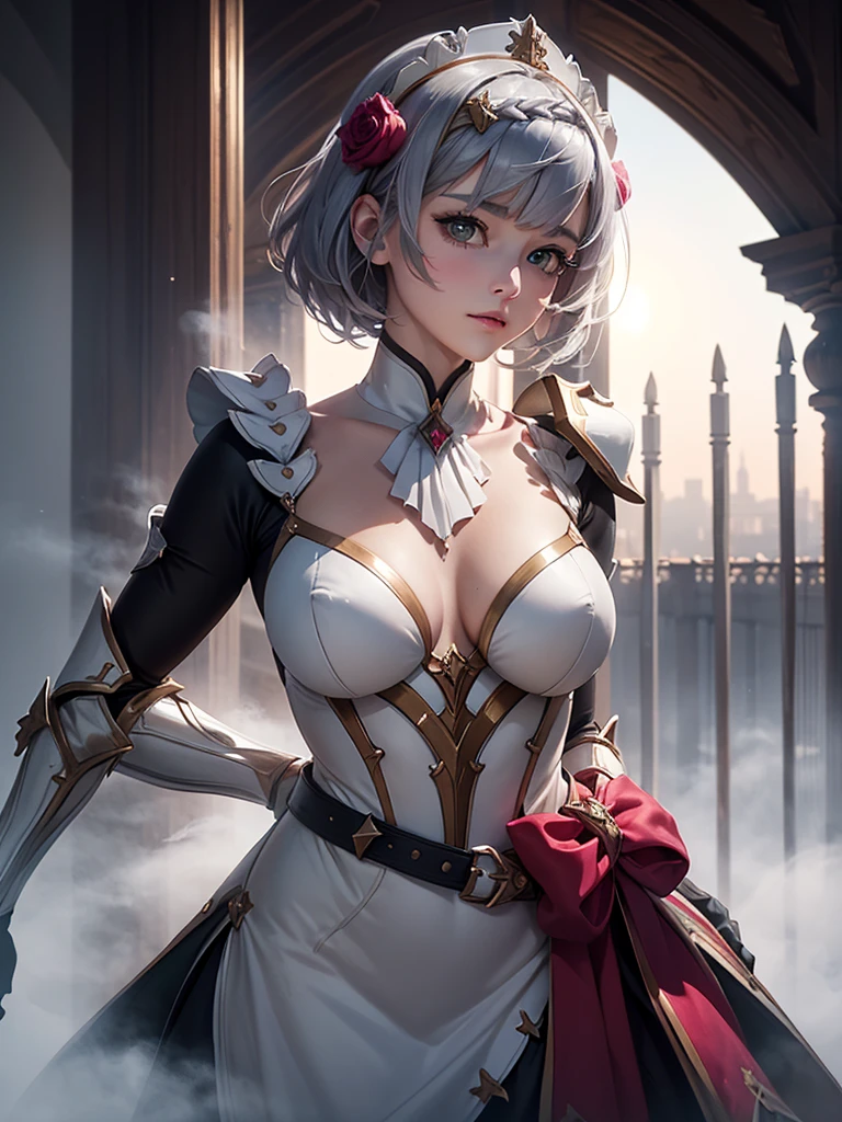 [Noelledef]:1.5,((Masterpiece,of the highest quality,Detailed images,Beautiful images))1.4(noel images、by bob、monstad、The wind blowandoble, Overall bright lighting、backlight、A fantastic atmosphere、thick fog)1.1(Beautiful body lines、beautiful neckline) let the arms be seen.
