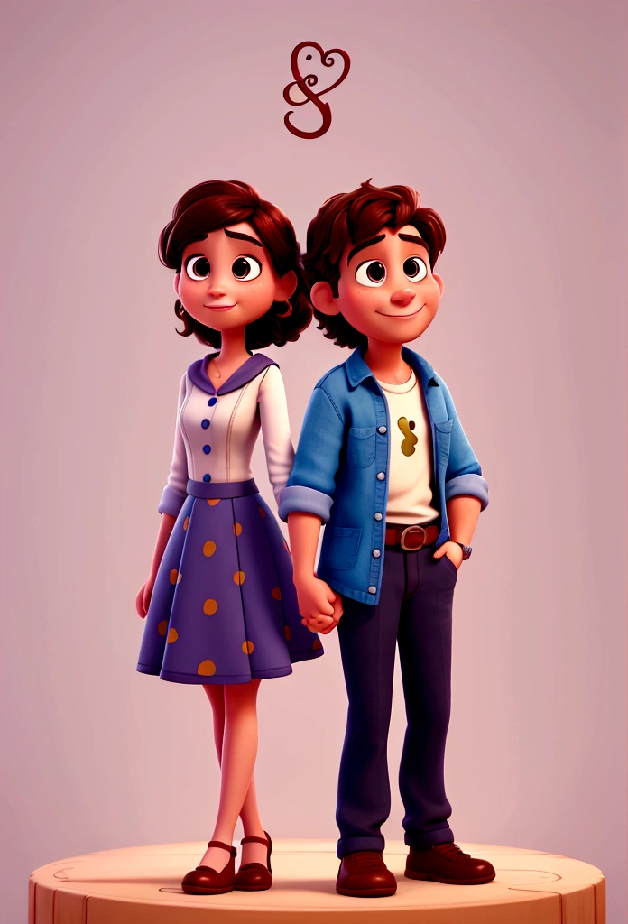 Illustration of an adorable couple. Full HD, focused on cinematic touches, Disney Pixar Animation's Desenvolva
