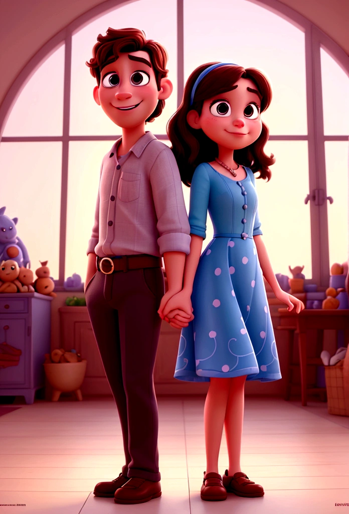Illustration of an adorable couple. Full HD, focused on cinematic touches, Disney Pixar Animation's Desenvolva