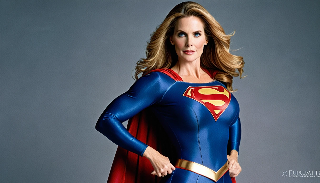 strong Julie Hagerty Supergirl; big and strong breasts. HD. Photograph, ((realism)), extremely high quality RAW photograph, ultra detailed photograph, sharp focus, high resolution, (detailed skin:1,3),high quality, film grain, Fujifilm XT3,Highly Detailed, movie, (Cinematic Photo:1.3) of (Realistic:1.3)
