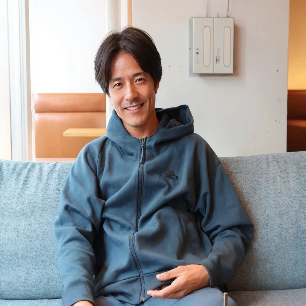 Japanese、40-year-old male、Cafe Background