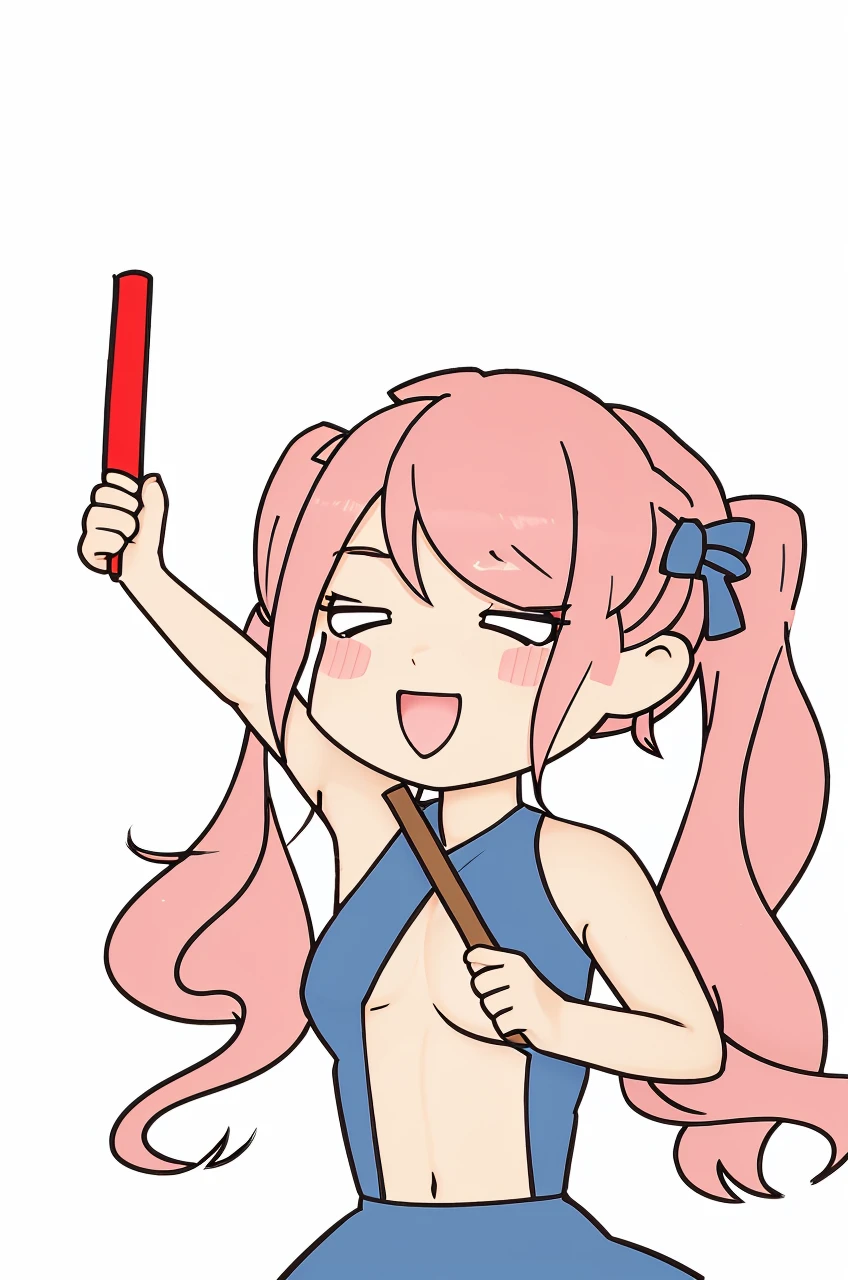 Regenerate chibi girl holding a glowing stick cheering