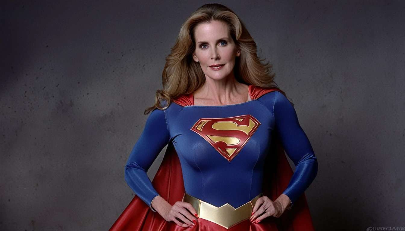 strong Julie Hagerty Supergirl; big and strong breasts. HD. Photograph, ((realism)), extremely high quality RAW photograph, ultra detailed photograph, sharp focus, high resolution, (detailed skin:1,3),high quality, film grain, Fujifilm XT3,Highly Detailed, movie, (Cinematic Photo:1.3) of (Realistic:1.3)