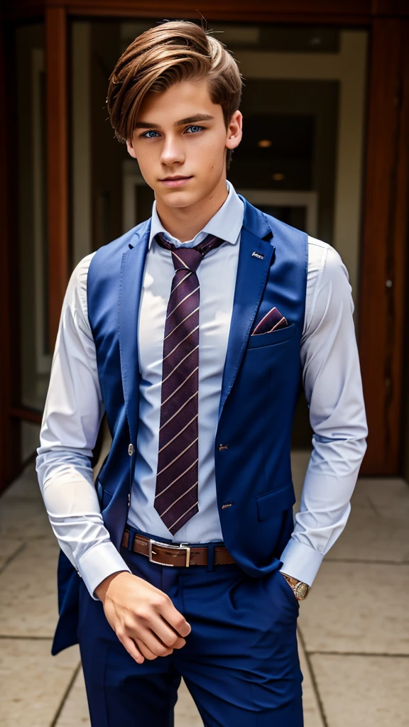 19 year old male wearing tie and lomg sleveed button up with blazer and vest with dress pants and belts
4K HIGH REZ
Physical Description: Brown colored hair and skinny build. 5"5 and 150 LB. Blue eyes.
.