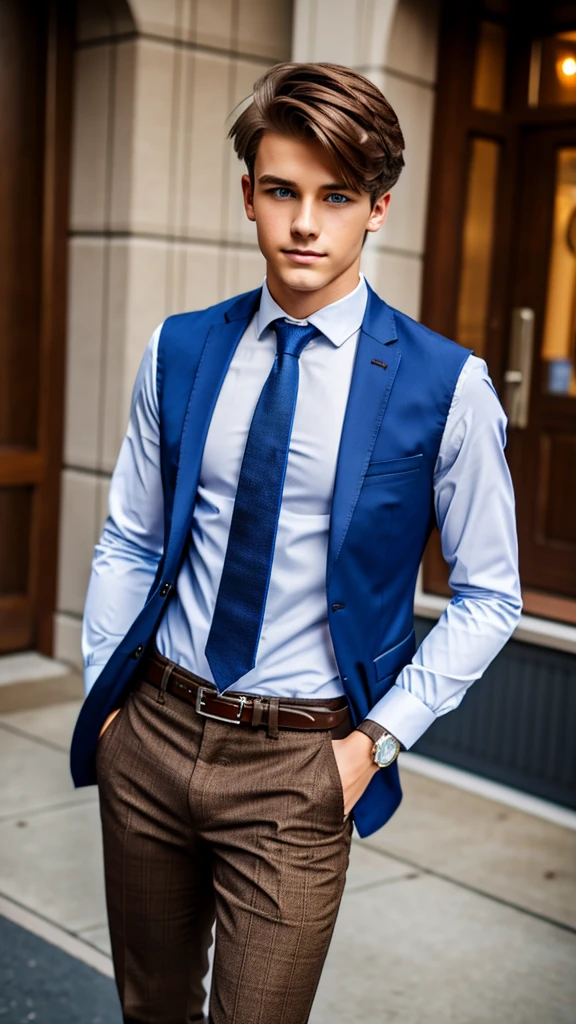 19 year old male wearing tie and lomg sleveed button up with vest with dress pants and 3 belts
4K HIGH REZ
Physical Description: Brown colored hair and skinny build. 5"5 and 150 LB. Blue eyes.
.