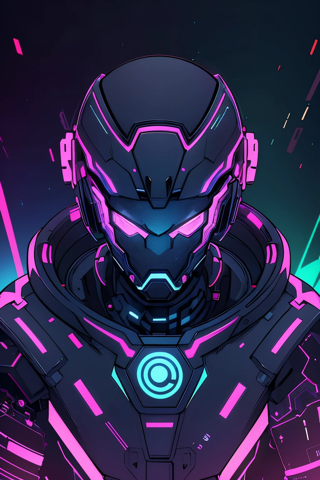 black man computer hacker, Cyberpunk, epic illustration, vector, 2d illustration, black background, very colorful, full gradient modern colors, Focused, front view