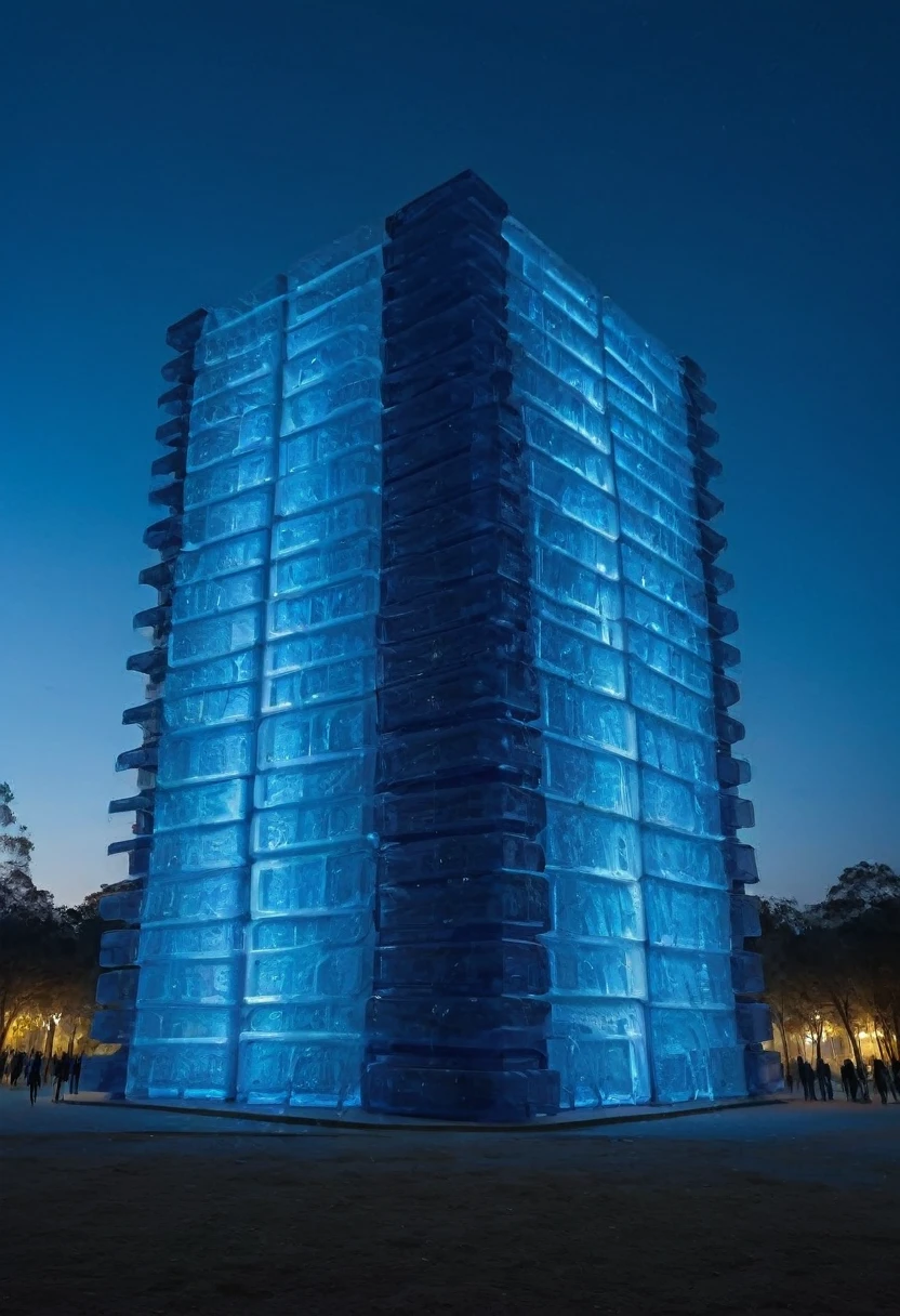 gummiray MASSIVE structure, backlight, Blue shades, NIGHT park background