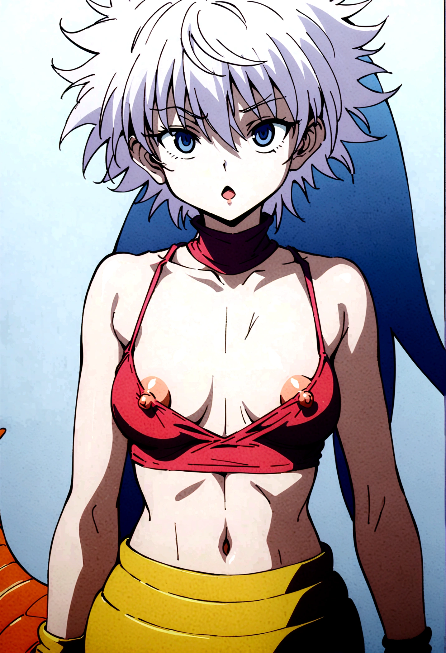 killua ahegao nipple lactating crop top and lamia body 