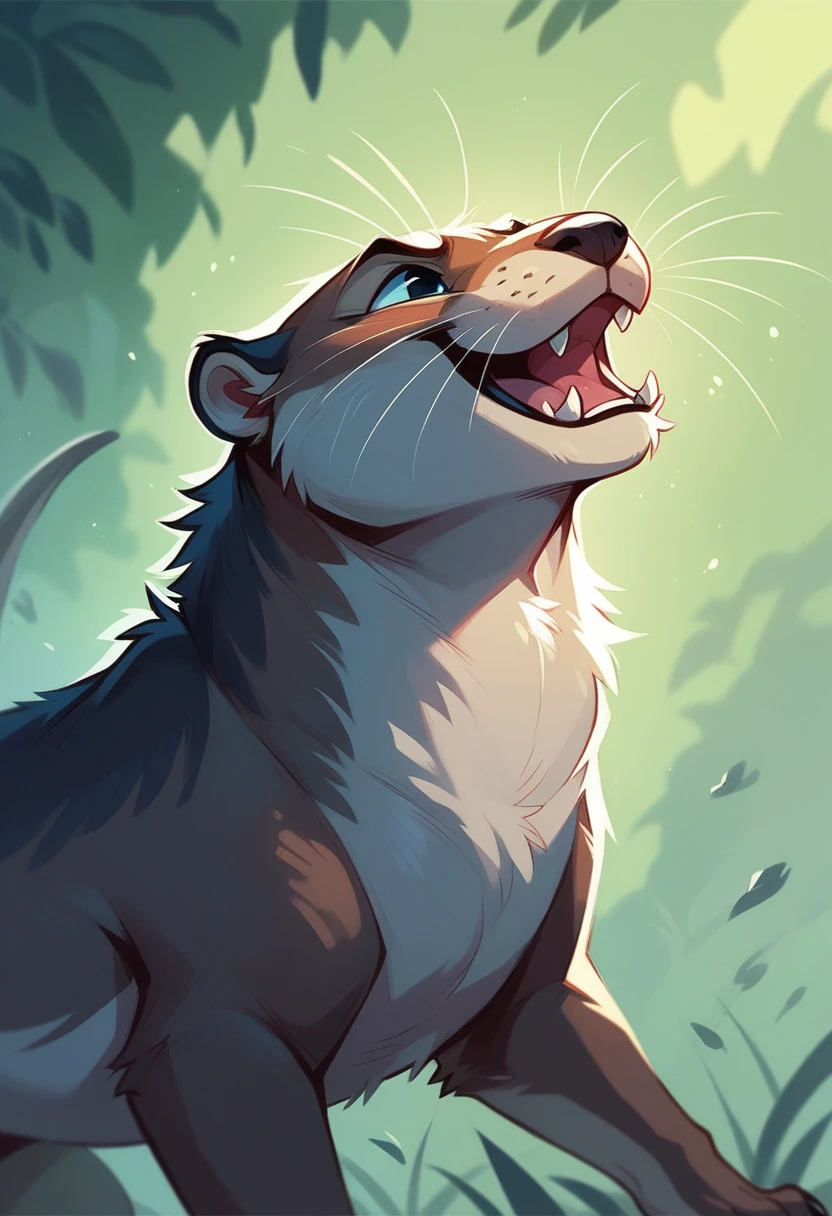 Feral, Otter, King, Mythology, in the style of Folklore