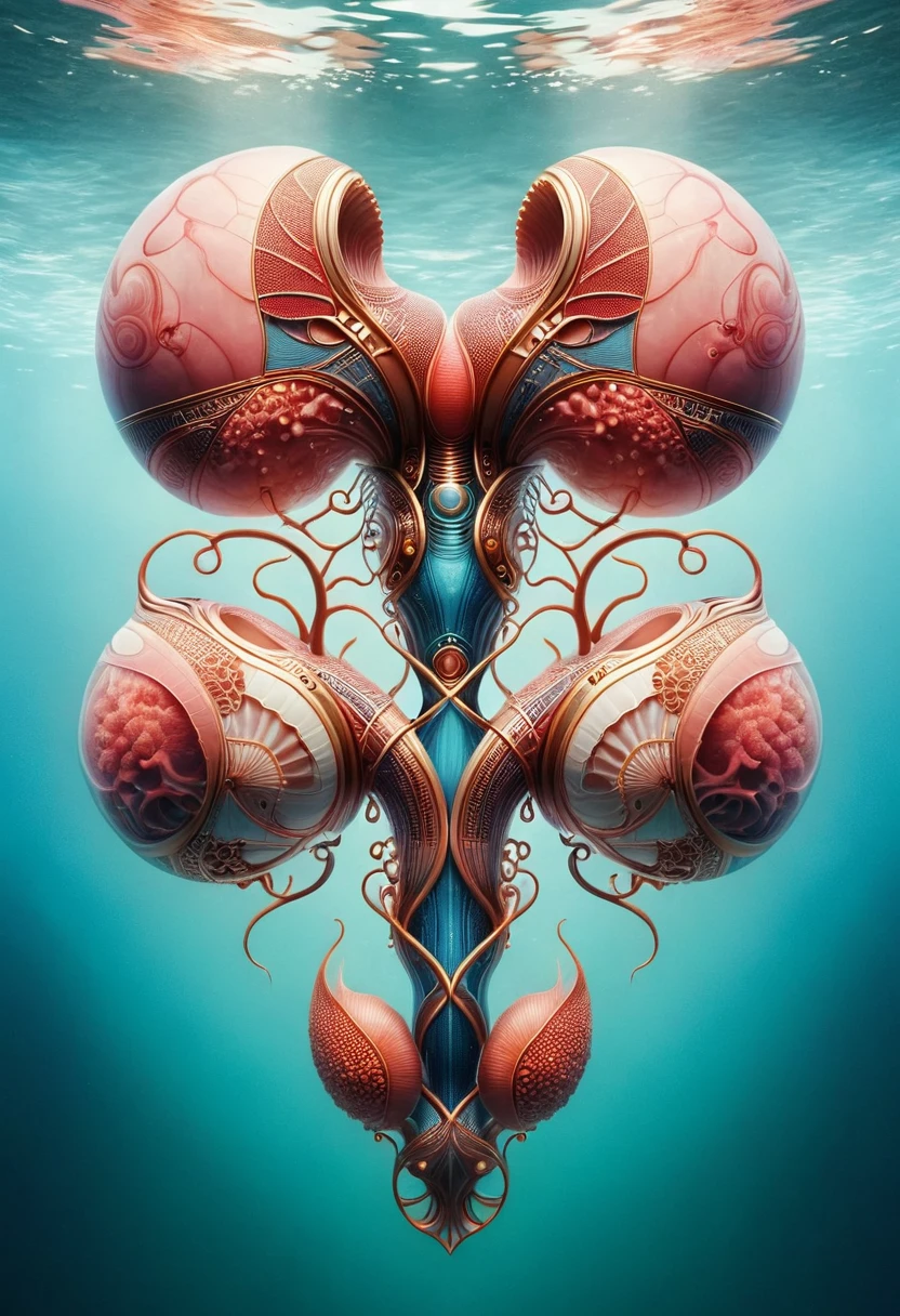 Underwater life in the shape of an anatomical uterus