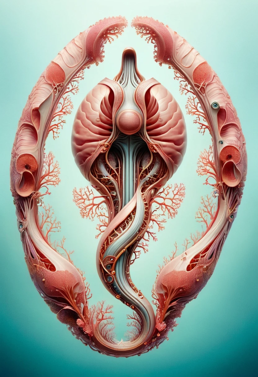 Underwater life in the shape of an anatomical uterus