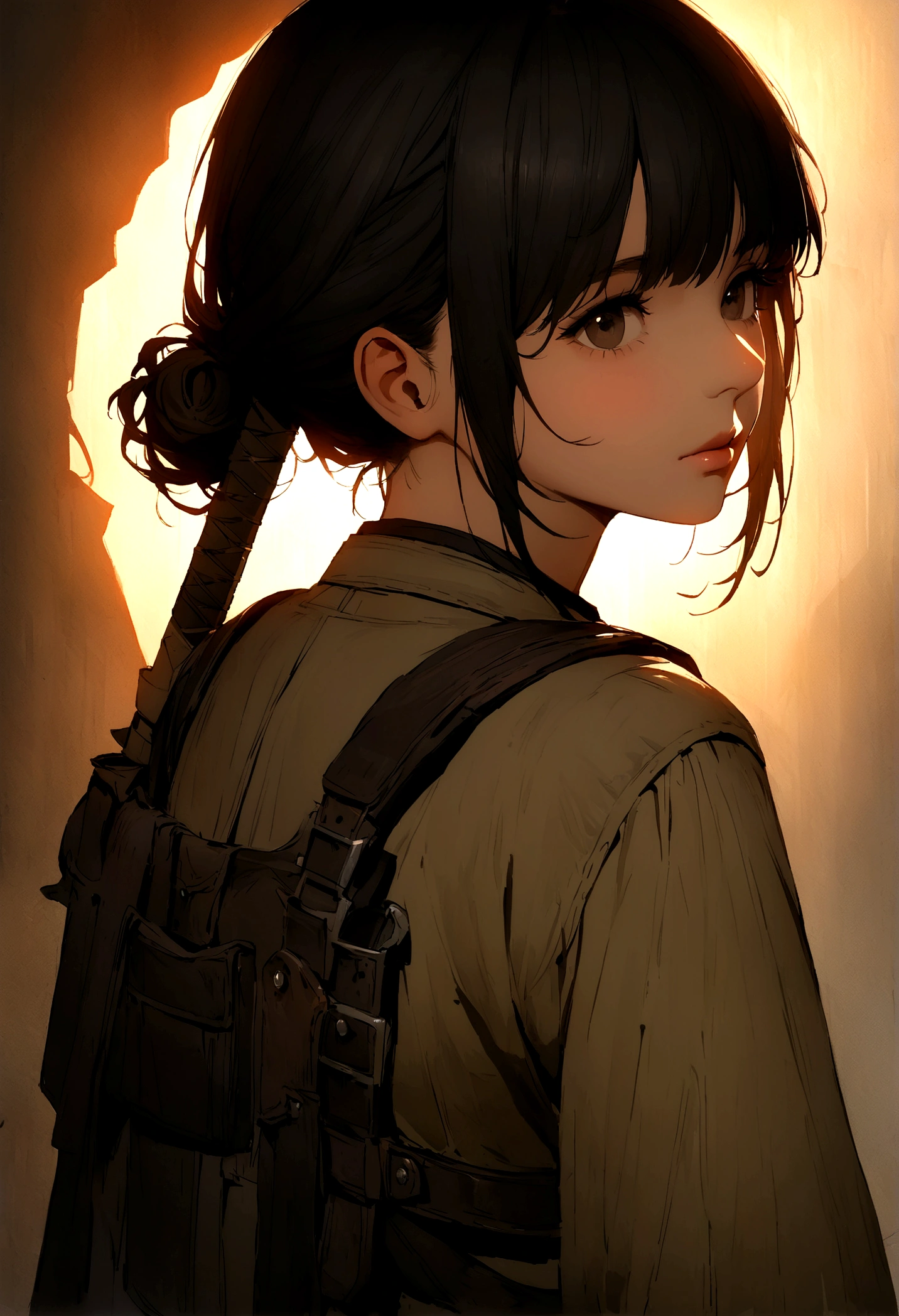 "Retouch the given image to add a character with a sword on his back, using a design that matches the character in the image. Incorporate the new character into the original scene, ensuring that details such as lighting, shading and textures are consistent with the original image." This modified question: 1. Specifically indicates the desired action ("retouch the image") 2. Provides clear direction ("add a character with a sword on their back") 3. Underlines the importance of matching the existing character design 4. Adds nuances with details like lighting, shading and textures to ensure consistency 5. Avoid ambiguity