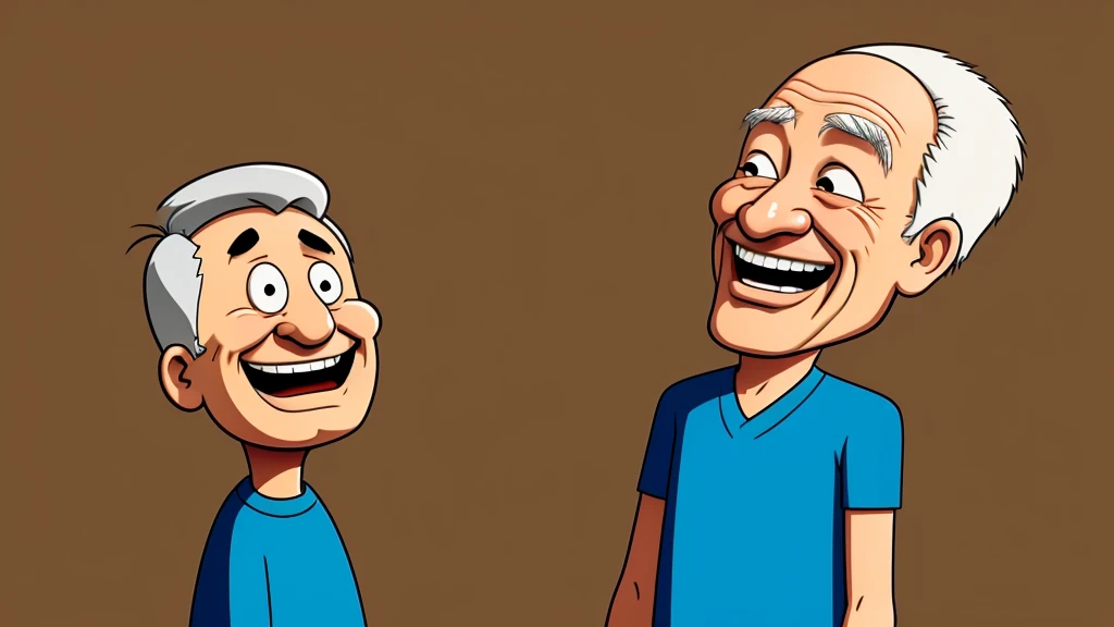 an old man standing and laughing cartoon image