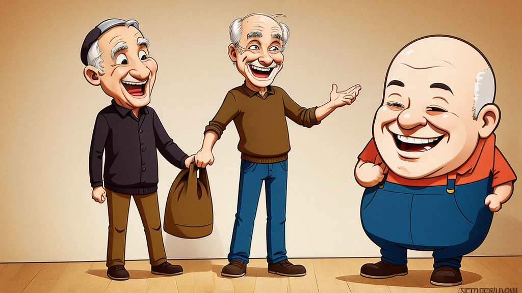 an old man standing and laughing cartoon image 